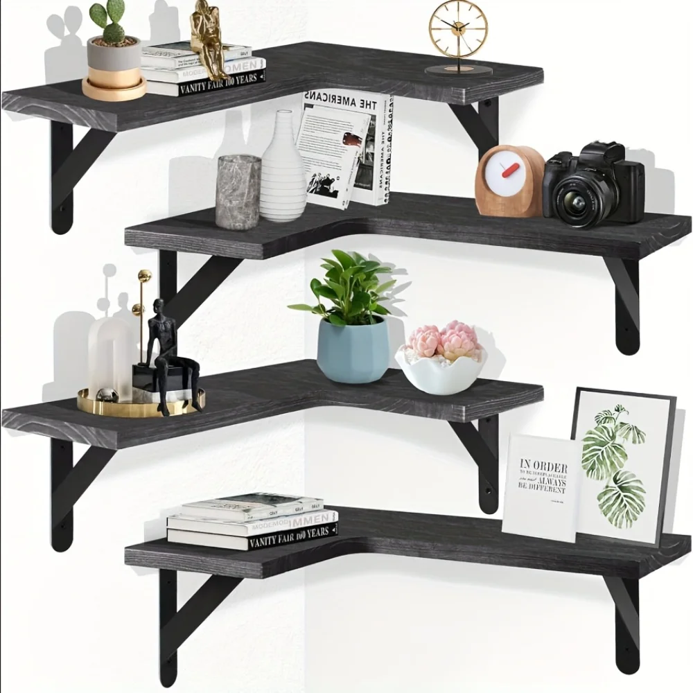 Home Bar Shelf - Wandplank van natuurlijk hout met houtnerfstructuur,