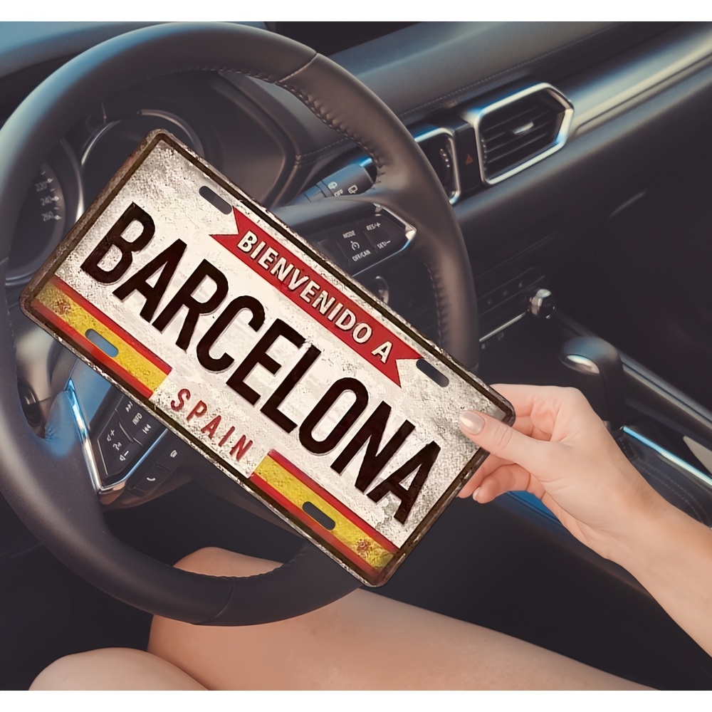 Home Barcelona - Vintage metalen bord met de tekst