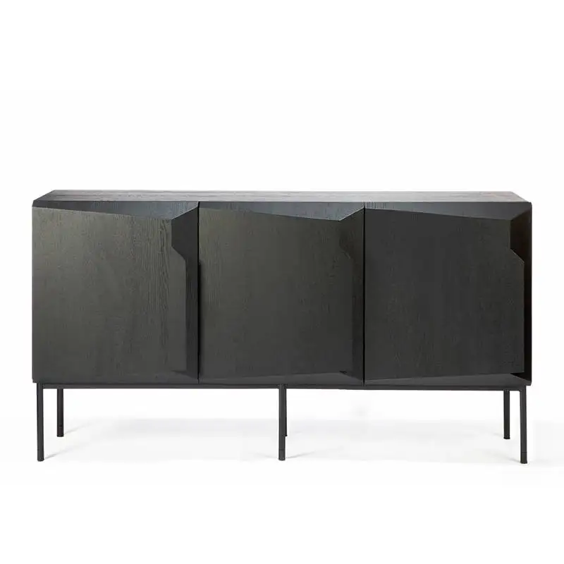 Home Bar Lounge - Massief hout Zwart Vitrinekast Entree Bar