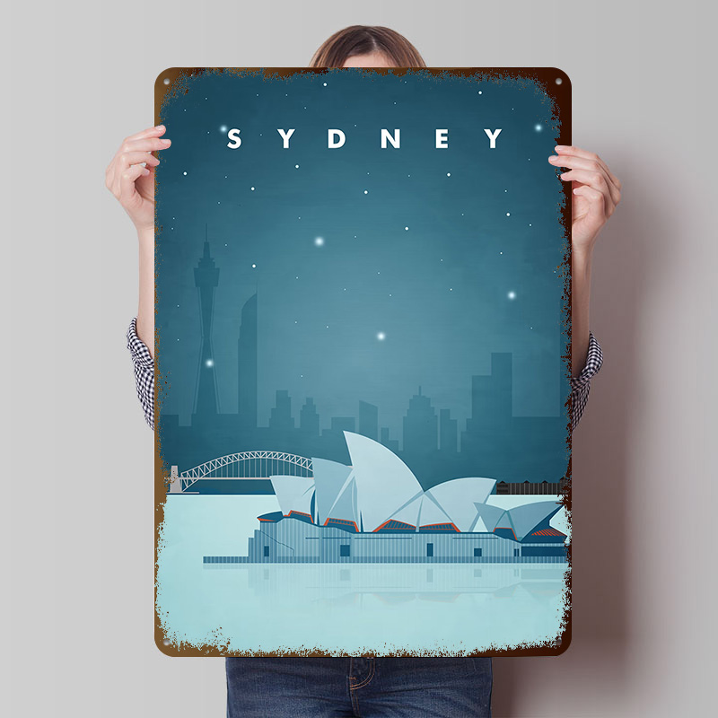 Home Bar Sydney - Sydney Travel Poster Aangepaste vintage metalen