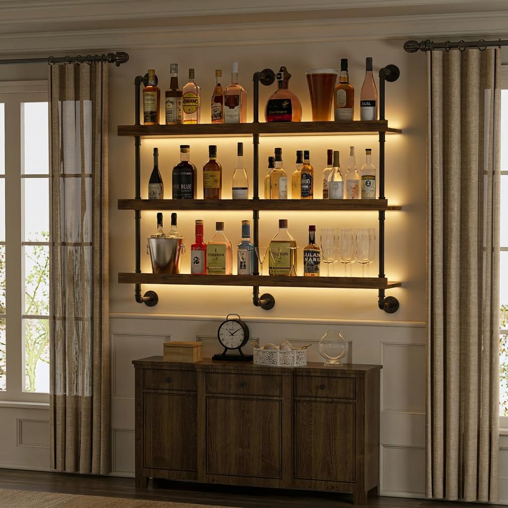Wandgemonteerd wijnrek met LED - Home Bar Shelf recensie en prijs