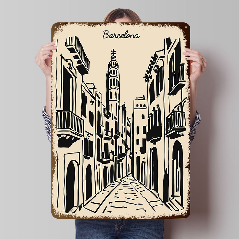 Barcelona Street Metal Poster  - Home Barcelona recensie en prijs